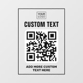 Logo, QR-code en aangepaste tekst zwart en doorzic Raamsticker (Vel)