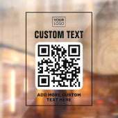 Logo, QR-code en aangepaste tekst zwart en doorzic Raamsticker (Vel 2)