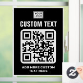 Logo, QR-code en aangepaste tekst zwart-wit Raamsticker (Huis)
