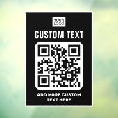 Logo, QR-code en aangepaste tekst zwart-wit Raamsticker (Vel 3)