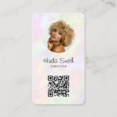 Logo QR-code en foto iriserende holografische Girl Visitekaartje (Voorkant)