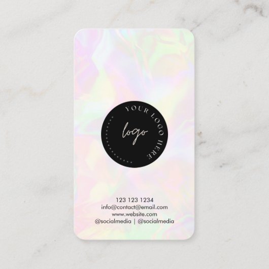 Logo QR-code en foto iriserende holografische Girl Visitekaartje (Achterkant)