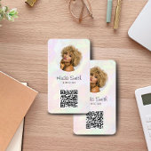 Logo QR-code en foto iriserende holografische Girl Visitekaartje