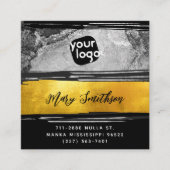 Logo, QR-code en sociale media goud zwart koolstof Vierkante Visitekaartje (Voorkant)