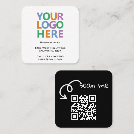 Logo QR-code en tekst aangepast gepersonaliseerd Vierkante Visitekaartje (Voorkant / Achterkant)