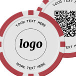 Logo QR-code en Tekst Zakelijke Promotie Poker Chips<br><div class="desc">Eenvoudige logo met QR-code en aangepaste tekst voor het promoten van uw bedrijf. Vervang de logo,  QR code bestemming website en tekst door uw eigen aan te passen. Minimalistisch en professioneel om uw merk te weerspiegelen.</div>