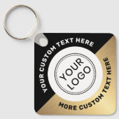 Logo QR-code en zwarte gouden gradiënt Sleutelhanger (Voorkant)
