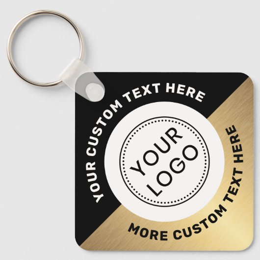 Logo QR-code en zwarte gouden gradiënt Sleutelhanger (Voorkant)