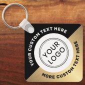 Logo QR-code en zwarte gouden gradiënt Sleutelhanger (Voorkant)