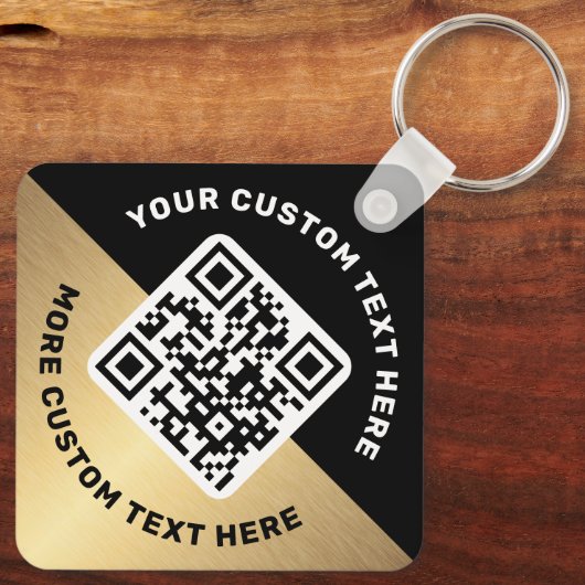 Logo QR-code en zwarte gouden gradiënt Sleutelhanger (Achterkant)