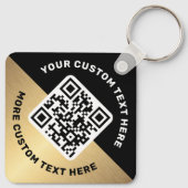 Logo QR-code en zwarte gouden gradiënt Sleutelhanger (Achterkant)