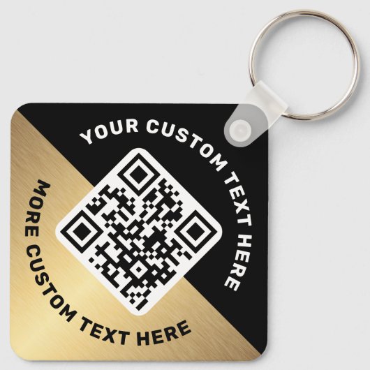 Logo QR-code en zwarte gouden gradiënt Sleutelhanger (Achterkant)