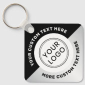 Logo QR-code en zwarte grijze verloopgradiënt Sleutelhanger (Voorkant)