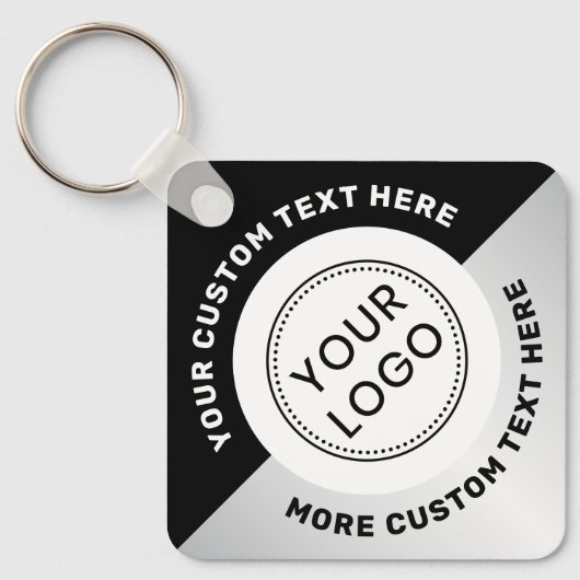 Logo QR-code en zwarte grijze verloopgradiënt Sleutelhanger (Voorkant)