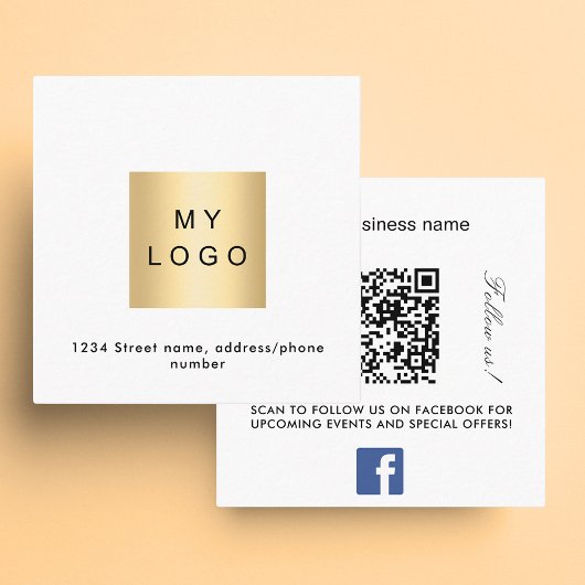 Logo QR code Facebook volg ons merk kleur Vierkante Visitekaartje