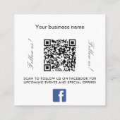 Logo QR code Facebook volg ons wit Vierkante Visitekaartje (Achterkant)