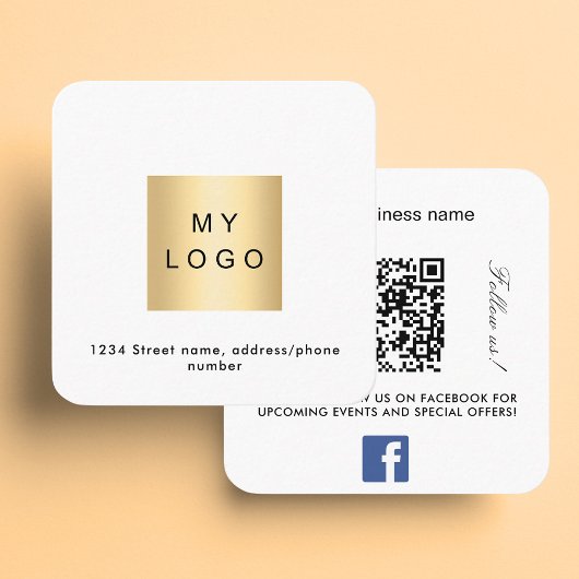 Logo QR code Facebook volg ons wit Vierkante Visitekaartje