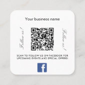 Logo QR code Facebook volg ons wit Vierkante Visitekaartje (Achterkant)
