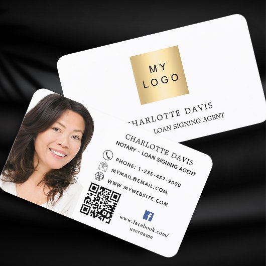 Logo QR code foto facebook icoon merkkleur Visitekaartje