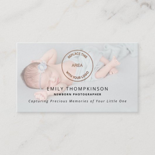 Logo QR Code Fotobedekking Newborn Fotograaf Visitekaartje (Voorkant)