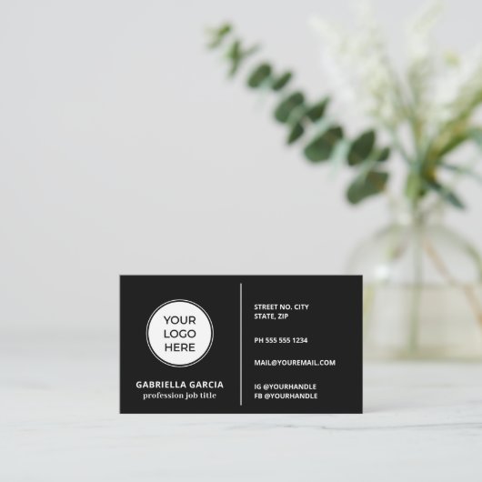 Logo QR Code Generic Design Zwarte Visitekaartjes (Staand voorkant)