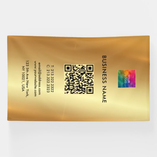 Logo QR Code Goud Outdoor Verticale Promoties Spandoek (Horizontaal)