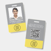 Logo QR-code grijs geel personeels ID-kaart Badge (Voor- en achterkant)