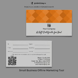 Logo QR Code Grijs Zwart Sinaasappel Cadeaubon Visitekaartje