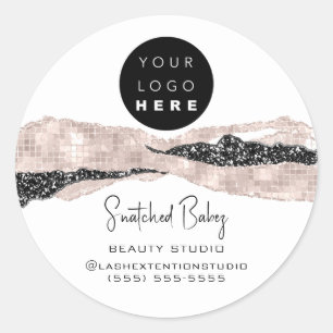 Logo QR Code Hairdresser Makeup Roos Wit Ronde Sticker