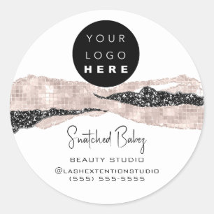 Logo QR Code Hairdresser Makeup Roos Wit Ronde Sticker