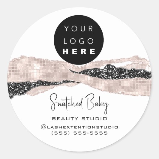 Logo QR Code Hairdresser Makeup Roos Wit Ronde Sticker (Voorkant)