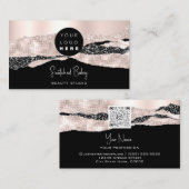 Logo QR-code Hairdresser Makeup Stroke Roos Glam Visitekaartje (Voorkant / Achterkant)