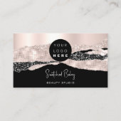 Logo QR-code Hairdresser Makeup Stroke Roos Glam Visitekaartje (Voorkant)