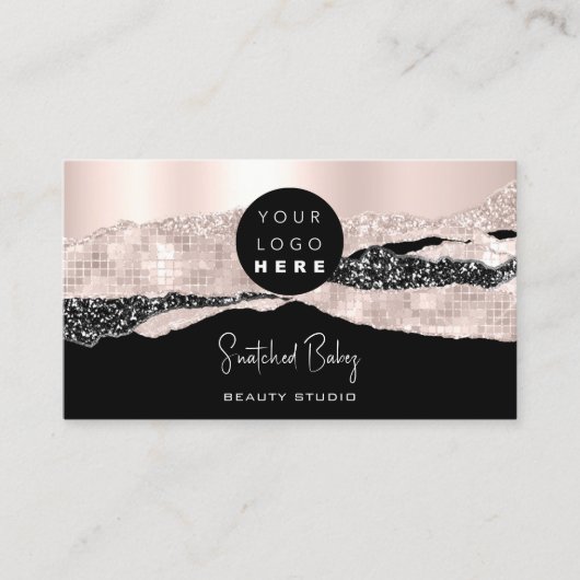 Logo QR-code Hairdresser Makeup Stroke Roos Glam Visitekaartje (Voorkant)