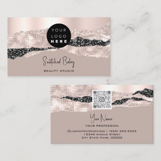 Logo QR-code hairdresser Makeup Stroke Roos Stroke Visitekaartje (Voorkant / Achterkant)