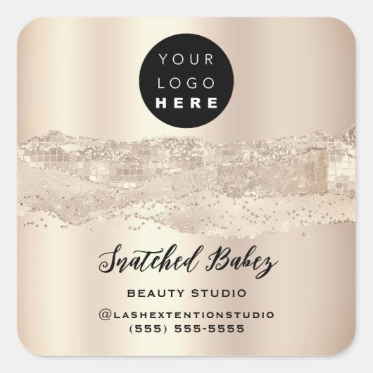 Logo QR-code Hartelijk dank voor het Roos Glitter  Vierkante Sticker (Voorkant)