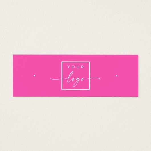 Logo QR-code hete roze stud oorbel display kaart (Voorkant)