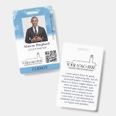 Logo QR-code kerkenpas in witte en blauwe kleuren  Badge (Voor- en achterkant)