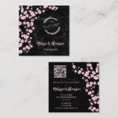 Logo | QR-code | Kerry Blossom Black Marmer Vierkante Visitekaartje (Voorkant / Achterkant)