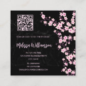 Logo | QR-code | Kerry Blossom Black Marmer Vierkante Visitekaartje (Achterkant)