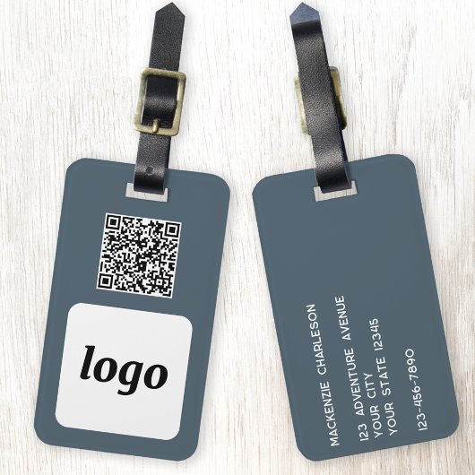 Logo QR-code koolstofgrijs zakelijk promotiemateri Bagagelabel