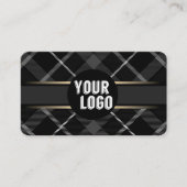 Logo & QR-code koolstofgrijze geruite moderne merk Visitekaartje (Voorkant)