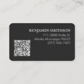 Logo & QR-code koolstofgrijze geruite moderne merk Visitekaartje (Achterkant)