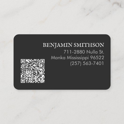Logo & QR-code koolstofgrijze geruite moderne merk Visitekaartje (Achterkant)