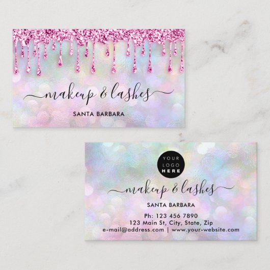 Logo QR-code Lash Makeup Hair Pink Drivers Pastel Visitekaartje (Voorkant / Achterkant)