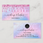Logo QR-code Lash Makeup Hair Pink Glitter Drivers Visitekaartje (Voorkant / Achterkant)
