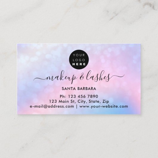 Logo QR-code Lash Makeup Hair Pink Glitter Drivers Visitekaartje (Achterkant)