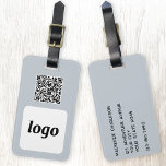 Logo QR Code Lichtblauw Zakelijk Promotioneel Bagagelabel<br><div class="desc">Eenvoudig logo en QR Code ontwerp voor uw bedrijf. Vervang de logo, QR code bestemming URL en naam en adresgegevens door uw eigen - of laat de achterkant leeg. Wijzig de achtergrondkleur in het ontwerpgereedschap om aan te passen. Ideaal voor als promotieartikel om aan klanten, klanten en medewerkers te geven,...</div>