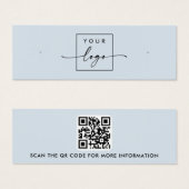 Logo QR code lichtblauwe stud oorbel display kaart (Voorkant /achterkant)