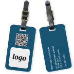 Logo QR-code lichtgroene zakelijke promotie Bagagelabel<br><div class="desc">Eenvoudig logo en QR-code ontwerp voor uw bedrijf. Vervang het logo, de QR-code bestemmings-URL en de naam- en adresgegevens door uw eigen gegevens - of laat de achterkant leeg. Wijzig de achtergrondkleur in de ontwerptool om aan te passen. Ideaal als promotieartikel om weg te geven aan klanten, werknemers en voor...</div>